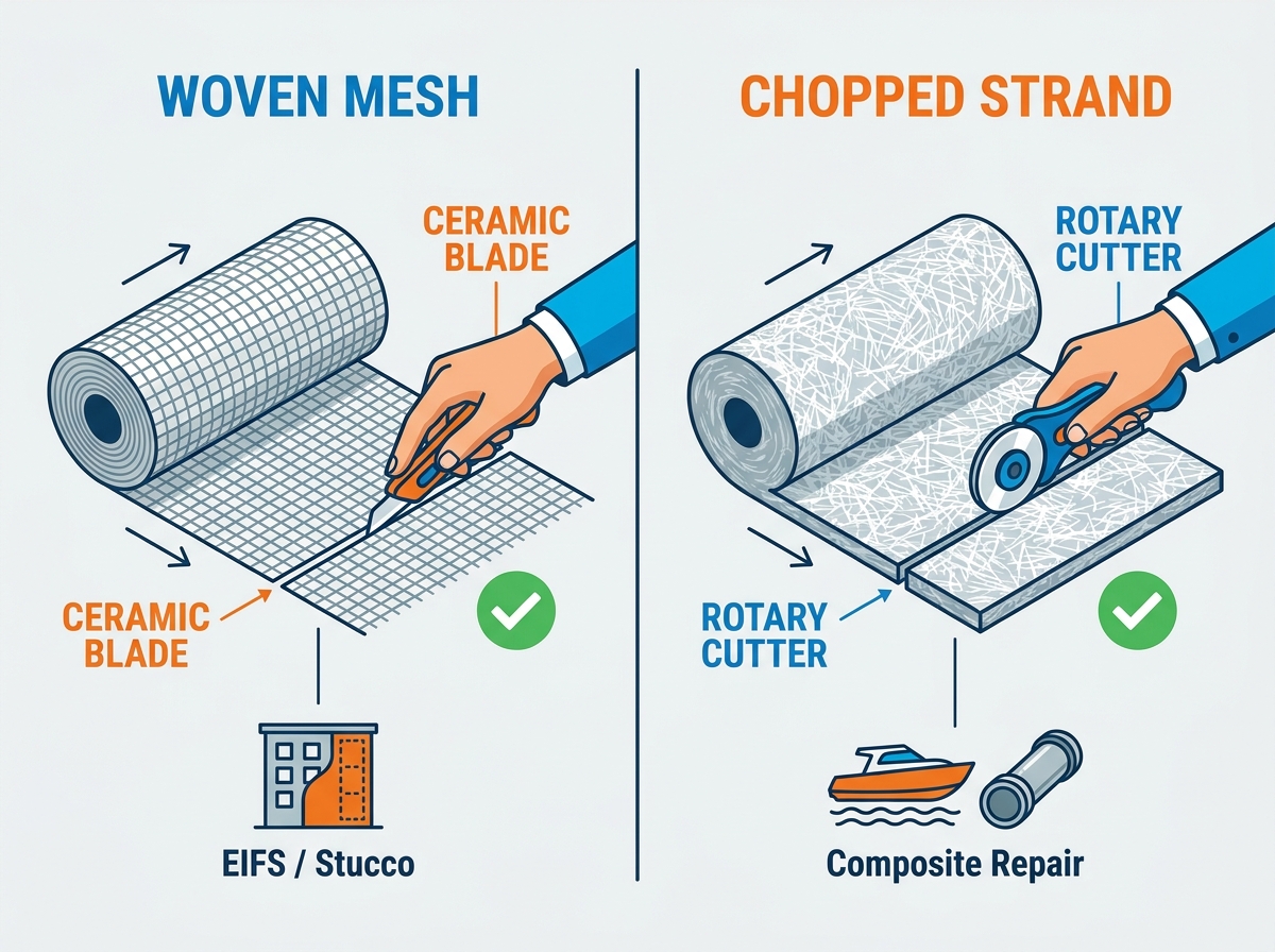 Fiberglass Cutting Rolls on Construction Site