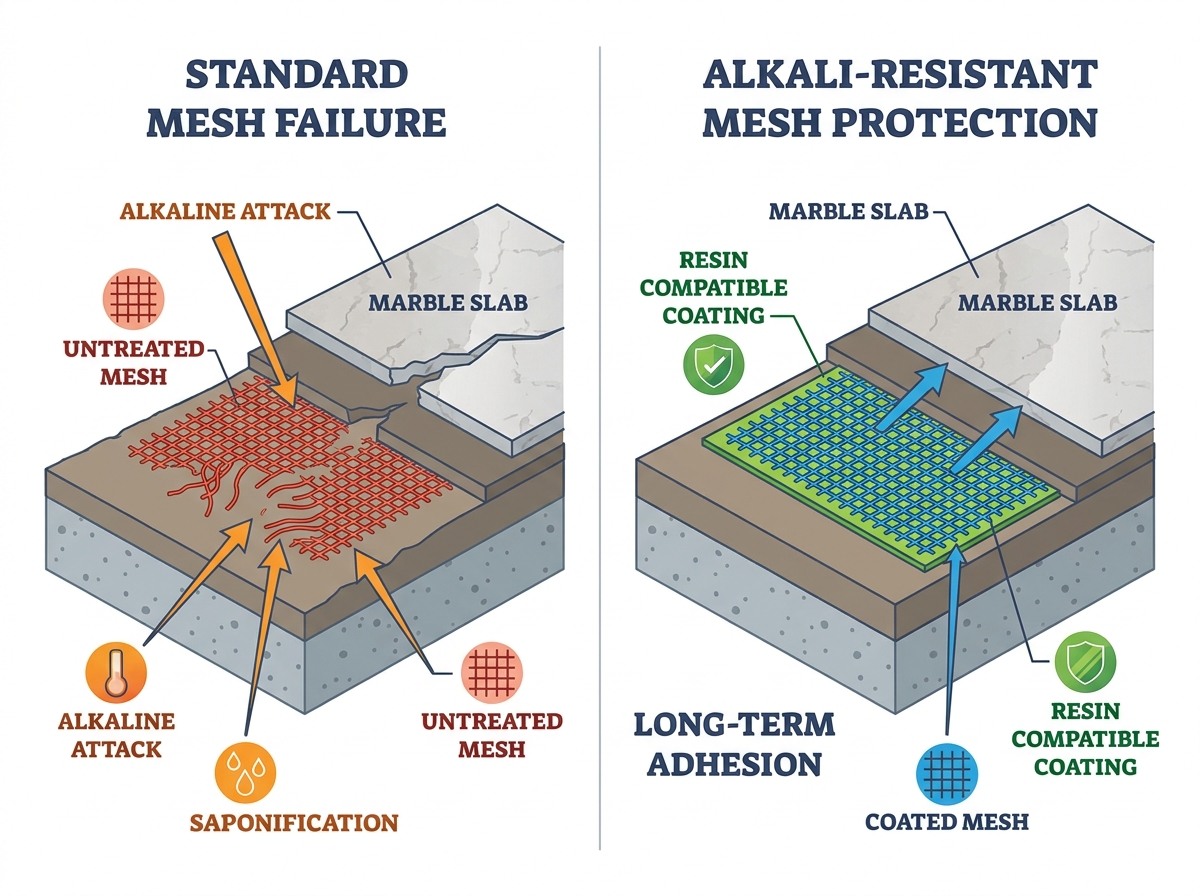 Alkali-Resistant Marble Mesh for Stone Tile Backing